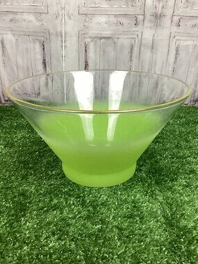 Vintage Blendo Lime Green Frosted Glass Serving Bowl